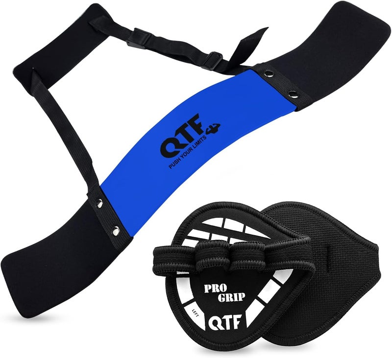 QTF Store مضخم الذراعين لتمارين العضلات البايسبس والترايسبس، مصنوع من الألمنيوم الثقيل، مع حشوة ناعمة وسميكة حول الرقبة وأحزمة قابلة للتعديل لبناء ذراعين كبيرتين مع وسادة غير قابلة للانزلاق. - Image 1